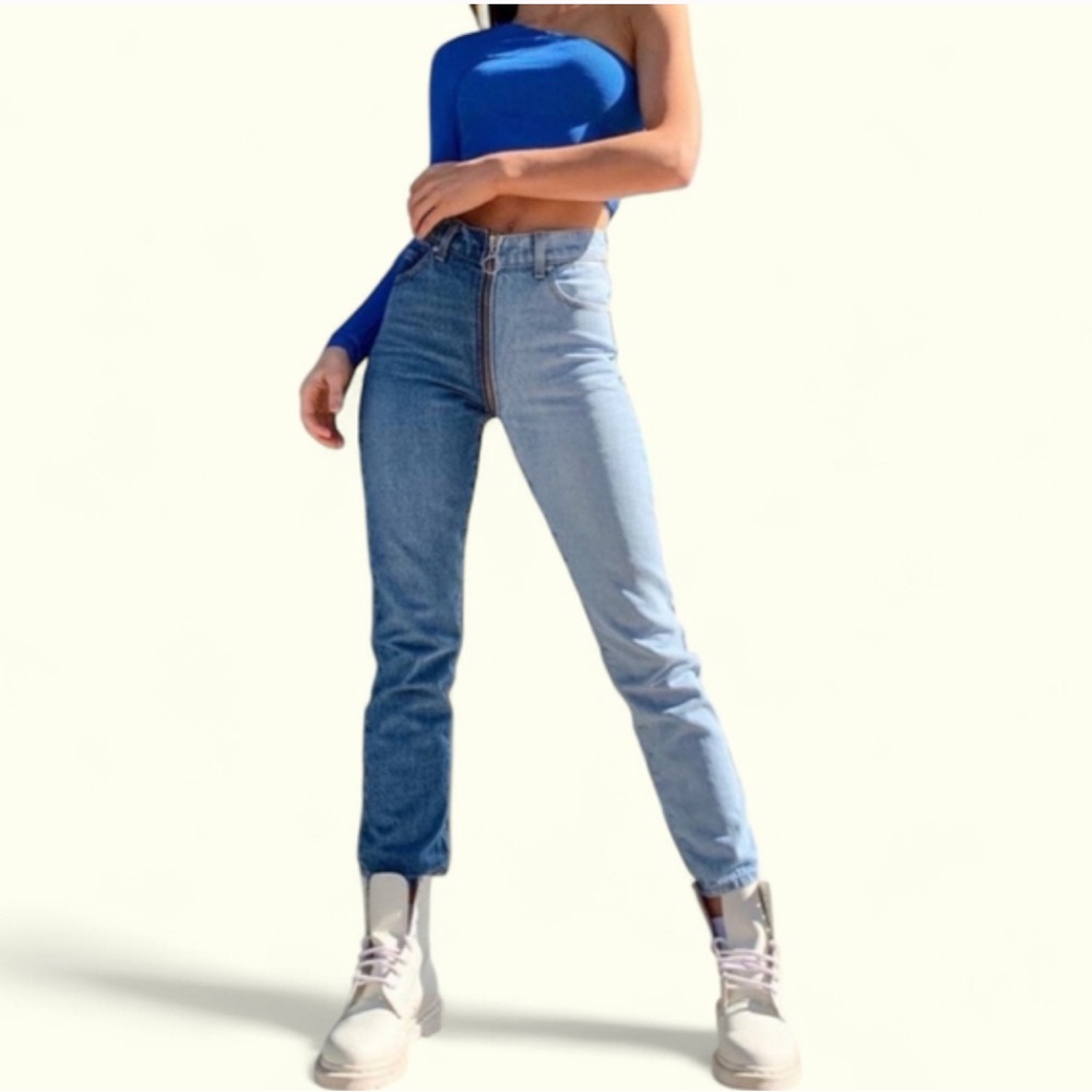 Revice Two Toned Denim Zipper Jeans
